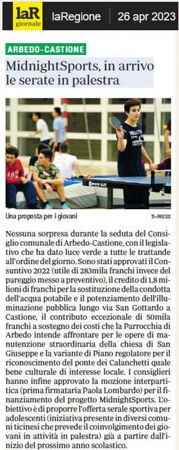 MidnightSports – Arbedo-Castione accettata la mozi...